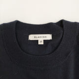 BLAMINK ウールカシミヤ18Ｇクルーネックドロップスリーブニット 7913-231-0145 定価77000円 ブラック レディース ブラミンク【中古】5-0912T♪