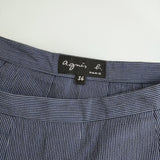 agnes b. ストライプ タック サイズ36 コットン スカート ネイビー ブルー レディース アニエスベー【中古】5-0420M△