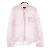 tricot COMME des GARCONS ボーダー TI-B015 サイズM 長袖シャツ AD2011 ピンク ホワイト レディース トリココムデギャルソン【中古】5-0411M♪