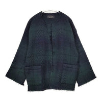 john branigan フリンジ ニット カーディガン アイルランド製 ジャケット ネイビー グリーン レディース ジョンブラニガン【中古】5-0924T∞