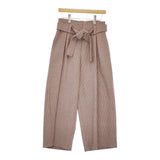 ALYSI イタリア製 ワイドパンツ ベルト付き 総柄 パンツ ブラウン ホワイト レディース アリジ【中古】5-0506M♪