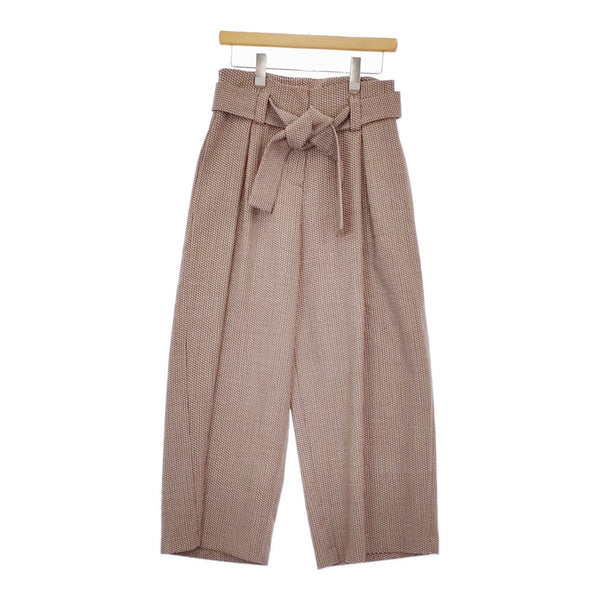 ALYSI イタリア製 ワイドパンツ ベルト付き 総柄 パンツ ブラウン ホワイト レディース アリジ【中古】5-0506M♪