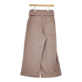 ALYSI イタリア製 ワイドパンツ ベルト付き 総柄 パンツ ブラウン ホワイト レディース アリジ【中古】5-0506M♪