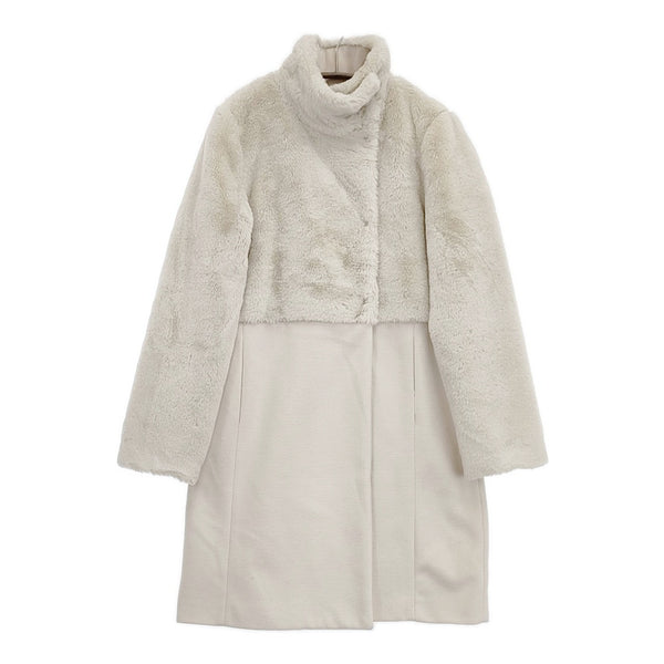 FLY GIRL イタリア製 異素材切り替え スタンドカラーコート サイズ42 コート オフホワイト レディース フライガール【中古】5-1102A◎