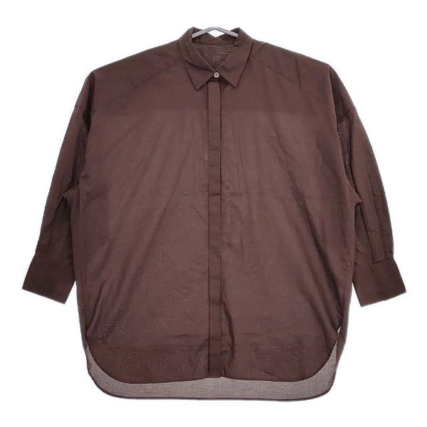 qualite レギュラーカラーシャツ 3245-00-10027 コットンローンドロップシャツ 長袖シャツ ブラウン レディース カリテ【中古】5-0326M∞