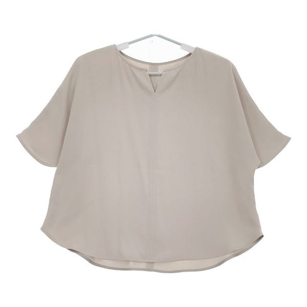 qualite 3246-00-10020 フリル袖ワイド 半袖 ブラウス シャツ ベージュ レディース カリテ【中古】5-0517S∞