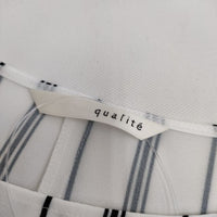 qualite 3245-00-10000 半袖 ストライプ ブラウス シャツ ホワイト ブラック レディース カリテ【中古】5-0517S∞