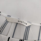 qualite 3245-00-10000 半袖 ストライプ ブラウス シャツ ホワイト ブラック レディース カリテ【中古】5-0517S∞