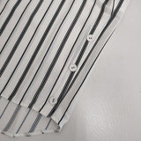 qualite 3245-00-10000 半袖 ストライプ ブラウス シャツ ホワイト ブラック レディース カリテ【中古】5-0517S∞