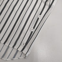 qualite 3245-00-10000 半袖 ストライプ ブラウス シャツ ホワイト ブラック レディース カリテ【中古】5-0517S∞