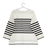 qualite 2346-00-40000 ボーダー コットン混 サイズF ニット ホワイト ブラック レディース カリテ【中古】5-0420M△