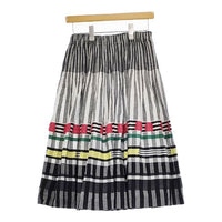 ISSEY MIYAKE me ストライプ チェック M181FG342 コットン ロングスカート グレー ホワイト レディース ミーイッセイミヤケ【中古】5-0403M∞