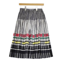 ISSEY MIYAKE me ストライプ チェック M181FG342 コットン ロングスカート グレー ホワイト レディース ミーイッセイミヤケ【中古】5-0403M∞