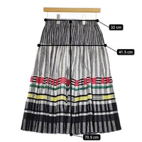 ISSEY MIYAKE me ストライプ チェック M181FG342 コットン ロングスカート グレー ホワイト レディース ミーイッセイミヤケ【中古】5-0403M∞