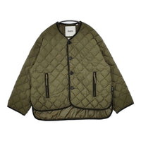 GYMPHLEX QUILT DOWN COLLARLESS JACKET 定価36300円 GY-A0054 NYM キルティングジャケット カーキ レディース ジムフレックス【中古】5-0812T△