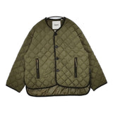 GYMPHLEX QUILT DOWN COLLARLESS JACKET 定価36300円 GY-A0054 NYM キルティングジャケット カーキ レディース ジムフレックス【中古】5-0812T△