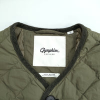 GYMPHLEX QUILT DOWN COLLARLESS JACKET 定価36300円 GY-A0054 NYM キルティングジャケット カーキ レディース ジムフレックス【中古】5-0812T△
