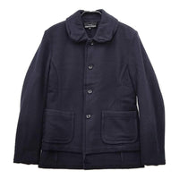 tricot COMME des GARCONS 丸襟 ウール ショートコート TL-J020 AD2003 メルトン レイヤード ジャケット ネイビー レディース トリココムデギャルソン【中古】5-0812T△