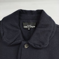tricot COMME des GARCONS 丸襟 ウール ショートコート TL-J020 AD2003 メルトン レイヤード ジャケット ネイビー レディース トリココムデギャルソン【中古】5-0812T△
