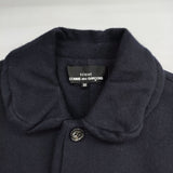 tricot COMME des GARCONS 丸襟 ウール ショートコート TL-J020 AD2003 メルトン レイヤード ジャケット ネイビー レディース トリココムデギャルソン【中古】5-0812T△