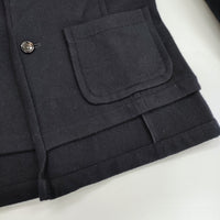 tricot COMME des GARCONS 丸襟 ウール ショートコート TL-J020 AD2003 メルトン レイヤード ジャケット ネイビー レディース トリココムデギャルソン【中古】5-0812T△