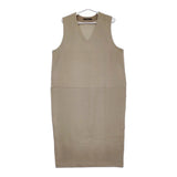 Munich ダブルフェイスニットリブジャンパースカート ノースリーブ Vネック ワンピース ベージュ レディース ミューニック【中古】5-0506M♪