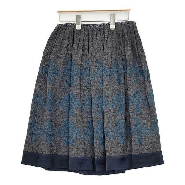 mina perhonen ra5876 odyssey ウールコットン 刺繍 スカート グレー レディース ミナペルホネン【中古】5-0924T∞