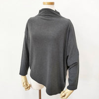 PUPULA 373225S 変形プルオーバー 微起毛 長袖Ｔシャツ カットソー ロンＴ グレー レディース ププラ【中古】5-0901T∞