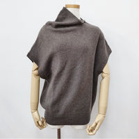 TANG アシンメトリーネックニットベスト 20AW サイズ38 ベスト ブラウン レディース タング【中古】5-0922T◎