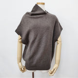 TANG アシンメトリーネックニットベスト 20AW サイズ38 ベスト ブラウン レディース タング【中古】5-0922T◎