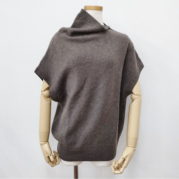 TANG アシンメトリーネックニットベスト 20AW サイズ38 ベスト ブラウン レディース タング【中古】5-0922T◎