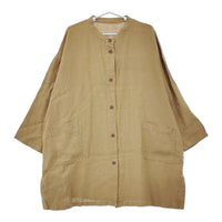 cinq symphonie コートワンピース リネン ノーカラー コート ベージュ レディース サンクサンフォニー【中古】5-0411M♪
