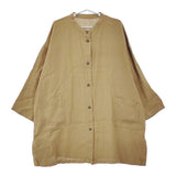 cinq symphonie コートワンピース リネン ノーカラー コート ベージュ レディース サンクサンフォニー【中古】5-0411M♪
