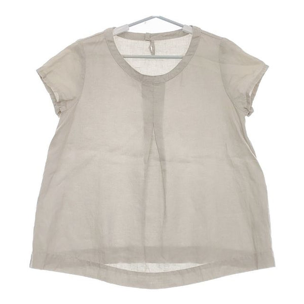 Bisque by nest Robe 03122-3140 リネン 半袖 製品染め ブラウス シャツ グレージュ レディース ビスク バイ ネストローブ【中古】5-0517S∞
