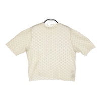 Dot & Stripes 縮絨ラッセルレースハイネック半袖プルオーバー 定価8250円 カットソー キナリ レディース ドット&ストライプス【中古】5-0411S♪