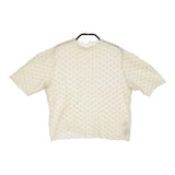 Dot & Stripes 縮絨ラッセルレースハイネック半袖プルオーバー 定価8250円 カットソー キナリ レディース ドット&ストライプス【中古】5-0411S♪