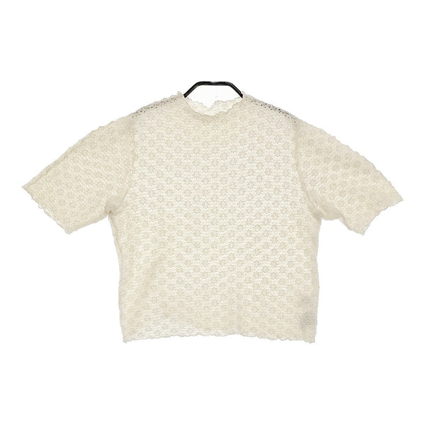 Dot & Stripes 縮絨ラッセルレースハイネック半袖プルオーバー 定価8250円 カットソー キナリ レディース ドット&ストライプス【中古】5-0411S♪