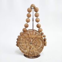 Cult Gaia カルト ガイア BAMBOO LUNA バンブー ウッドビーズ ルナ ショルダーバッグ ブラウン レディース【中古】5-0412G∞