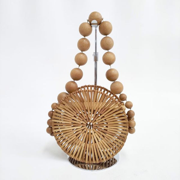 Cult Gaia カルト ガイア BAMBOO LUNA バンブー ウッドビーズ ルナ ショルダーバッグ ブラウン レディース【中古】5-0412G∞
