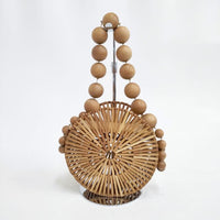Cult Gaia カルト ガイア BAMBOO LUNA バンブー ウッドビーズ ルナ ショルダーバッグ ブラウン レディース【中古】5-0412G∞