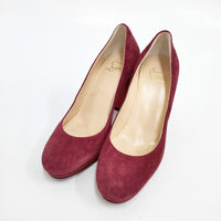 Christian Louboutin スウェード サイズ35 80mmヒール パンプス ボルドー レディース クリスチャンルブタン【中古】5-0925T◎