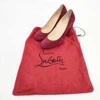 Christian Louboutin スウェード サイズ35 80mmヒール パンプス ボルドー レディース クリスチャンルブタン【中古】5-0925T◎