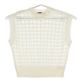 mizuiro-ind pattern knitting c/neck vest 1-220024 定価13860円 メッシュ編 ニットベスト ホワイト レディース ミズイロインド【中古】5-0411M♪
