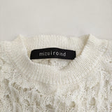 mizuiro-ind pattern knitting c/neck vest 1-220024 定価13860円 メッシュ編 ニットベスト ホワイト レディース ミズイロインド【中古】5-0411M♪