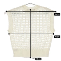 mizuiro-ind pattern knitting c/neck vest 1-220024 定価13860円 メッシュ編 ニットベスト ホワイト レディース ミズイロインド【中古】5-0411M♪
