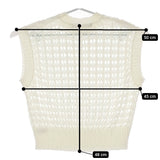 mizuiro-ind pattern knitting c/neck vest 1-220024 定価13860円 メッシュ編 ニットベスト ホワイト レディース ミズイロインド【中古】5-0411M♪