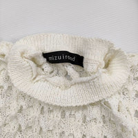mizuiro-ind pattern knitting c/neck vest 1-220024 定価13860円 メッシュ編 ニットベスト ホワイト レディース ミズイロインド【中古】5-0411M♪