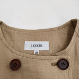 LOISIR リネン アデュートリステス サイズ38 ノーカラー コート ベージュ レディース ロワズィール【中古】5-0411M♪
