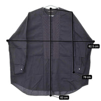 mizuiro-ind カットワーク レース切替 ノーカラー ドロップショルダー ブラウス シャツ ネイビー レディース ミズイロインド【中古】5-0411M♪