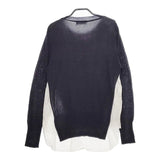 SOCIETE ANONYME イタリア製 L レイヤード ニット ブラウス シャツ ネイビー ホワイト レディース ソシエテアノニム【中古】5-0326M∞